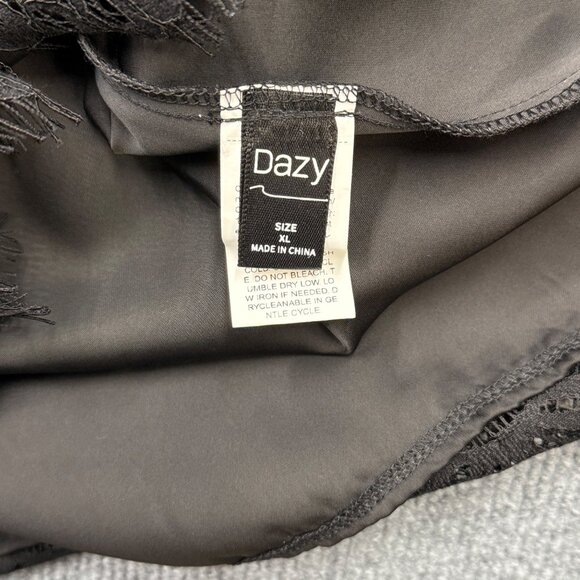 Dazy Black Slip Dress Midi Satin Lace Y2K Whimsigoth Romantic Fairy Grunge Sz XL - Picture 7 of 10